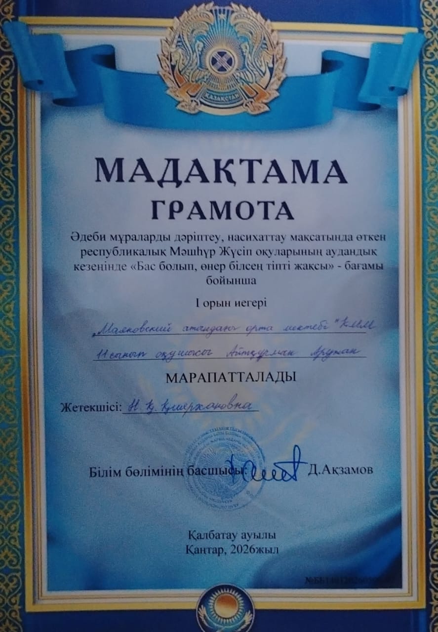 МӘШhҮР ЖҮСІП ОҚУЛАРЫ