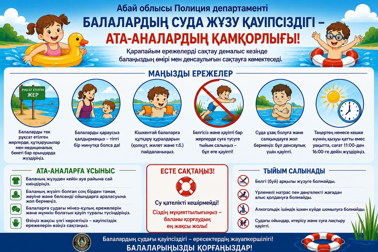 Балалардың суда жүзу қауіпсіздігі